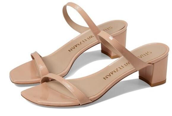 Stuart Weitzman Shoes - Stuart Weitzman Womens Aleena 50 Block Heel Sandals US 9 B Nude Leather